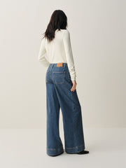 Women's Vintage Brushed Wide-Leg Jeans