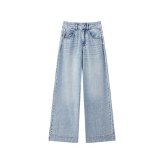 Women's Washed High-Waist Wide-Leg Jeans