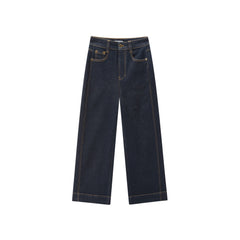 Women's casual high-waist straight-leg cropped jeans