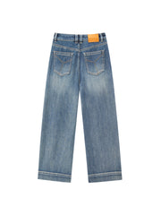 Women's casual high-waist straight-leg cropped jeans