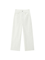 Women's casual high-waist straight-leg cropped jeans