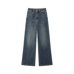 Women's Casual Denim High-Coverage Waistband Straight-Leg Pants