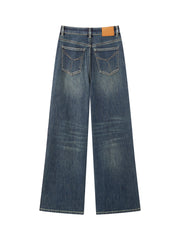 Women's Casual Denim High-Coverage Waistband Straight-Leg Pants