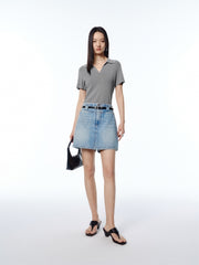 Women's High-Waisted A-Line Denim Skort