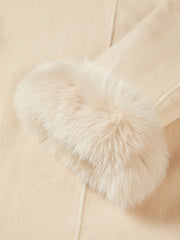 Women's Wool Coat with Detachable Fox Fur Cuffs