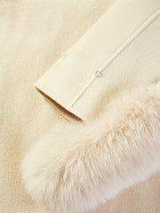 Women's Wool Coat with Detachable Fox Fur Cuffs