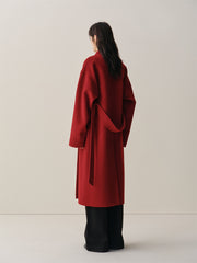 Women's Oversized Extra-Long Wool Coat with Belt