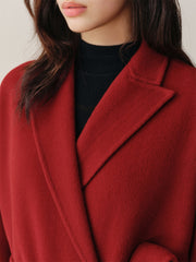 Women's Oversized Extra-Long Wool Coat with Belt
