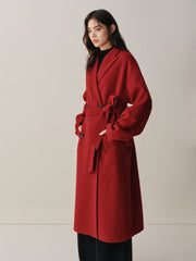 Women's Oversized Extra-Long Wool Coat with Belt