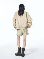 Women's Cropped Straight Jacket with Elastic Hem