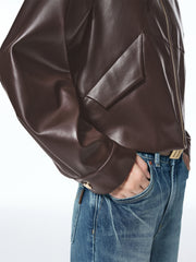 Women's Cropped Stand-Collar Moto PU Jacket