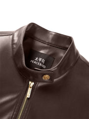 Women's Cropped Stand-Collar Moto PU Jacket