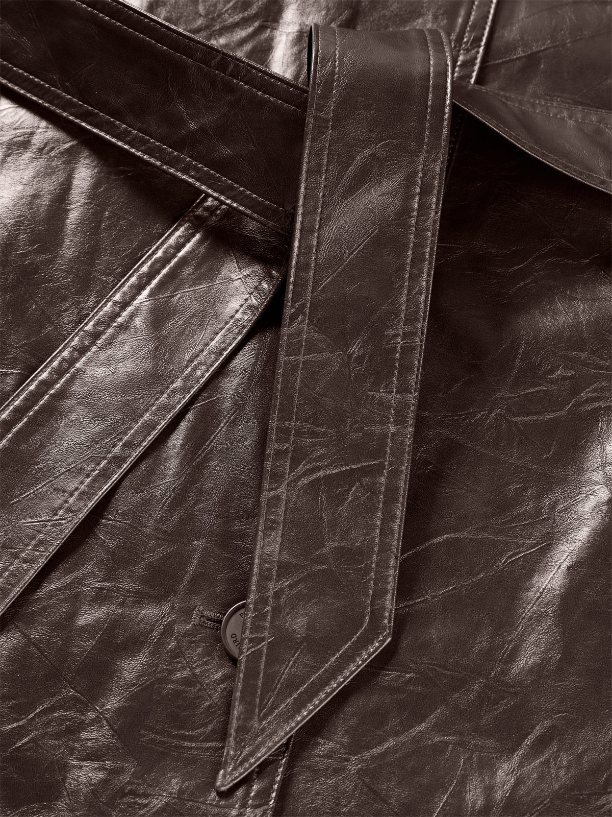 Women's Trench-Style Waxed PU Jacket