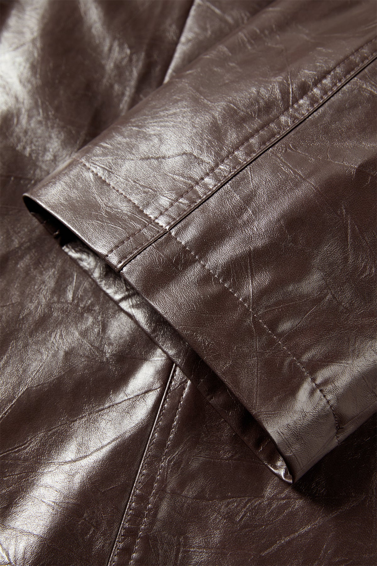 Women's Trench-Style Waxed PU Jacket