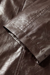 Women's Trench-Style Waxed PU Jacket