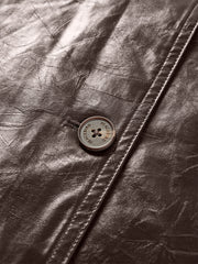 Women's Trench-Style Waxed PU Jacket