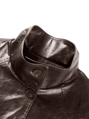 Women's Trench-Style Waxed PU Jacket