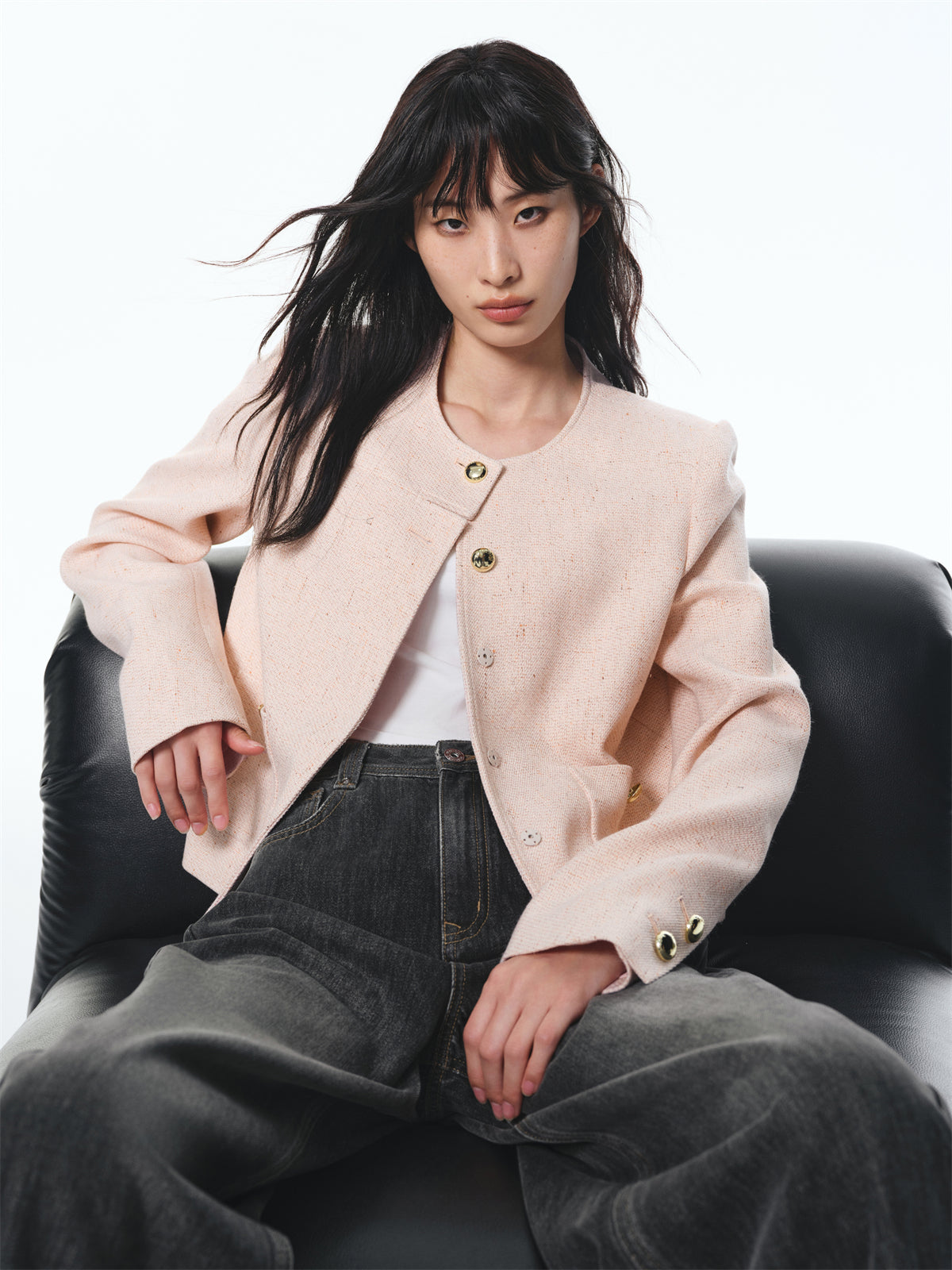 Women's Pink Tweed-Inspired Jacket