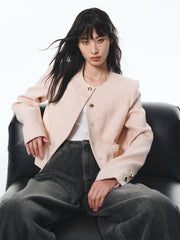 Women's Pink Tweed-Inspired Jacket