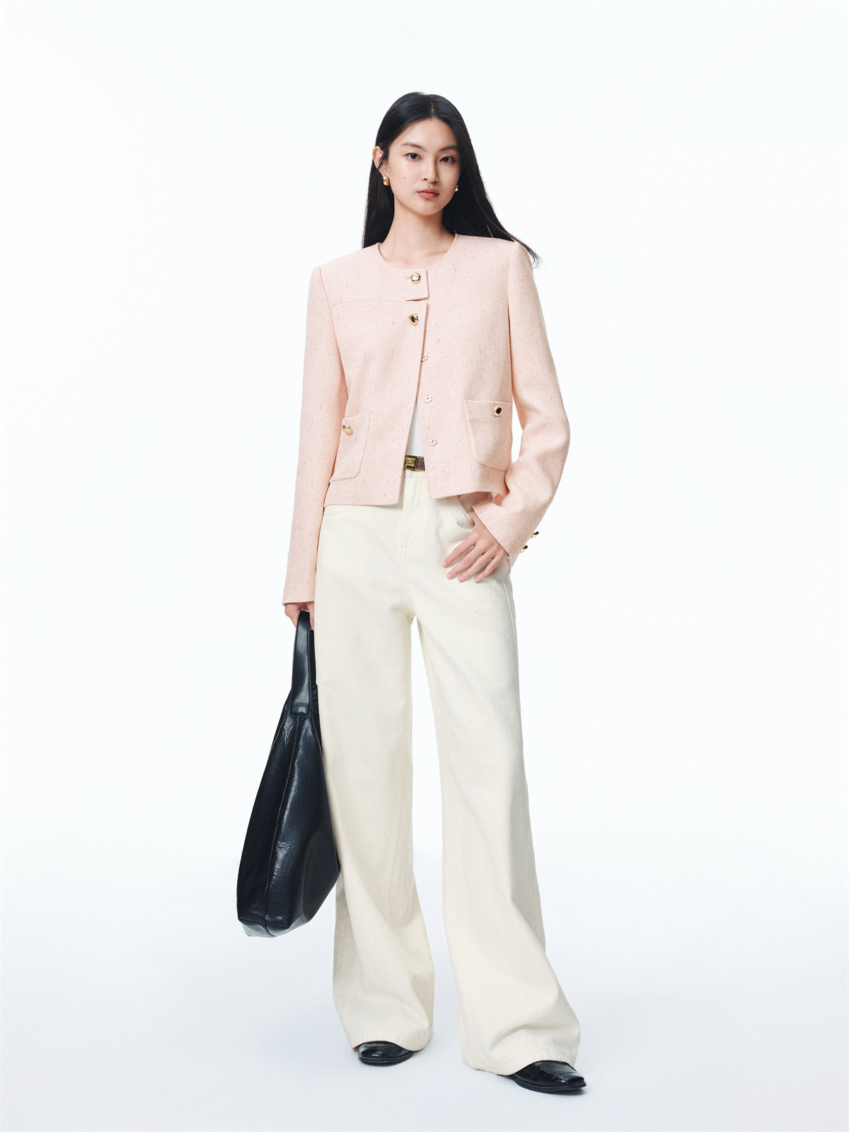 Women's Pink Tweed-Inspired Jacket