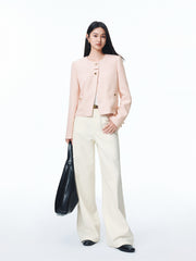 Women's Pink Tweed-Inspired Jacket