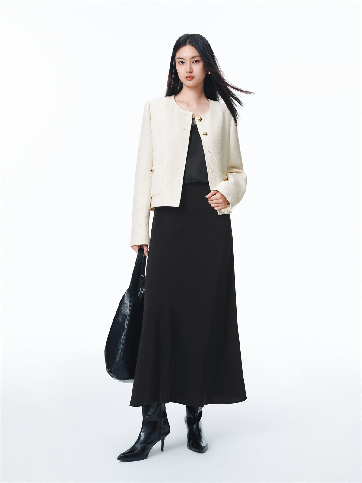 Women's Boxy Tweed-Inspired Jacket