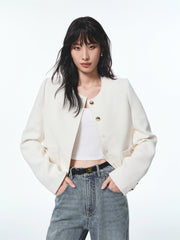 Women's Boxy Tweed-Inspired Jacket