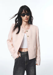 Women's Pink Tweed-Inspired Jacket