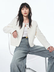 Women's Boxy Tweed-Inspired Jacket