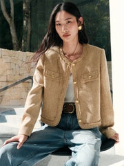 Women's Short Raw-Edge Tweed Jacket