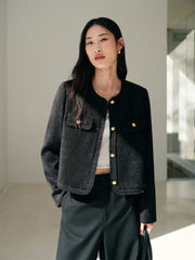 Women's Short Raw-Edge Tweed Jacket