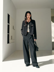 Women's Short Raw-Edge Tweed Jacket