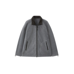 Women's Casual Color-Block Fleece Jacket