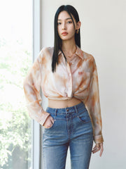Women's Tie-Dye Sheer Chiffon Shirt