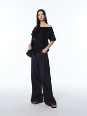 Women's Embroidered Boat-Neck T-Shirt