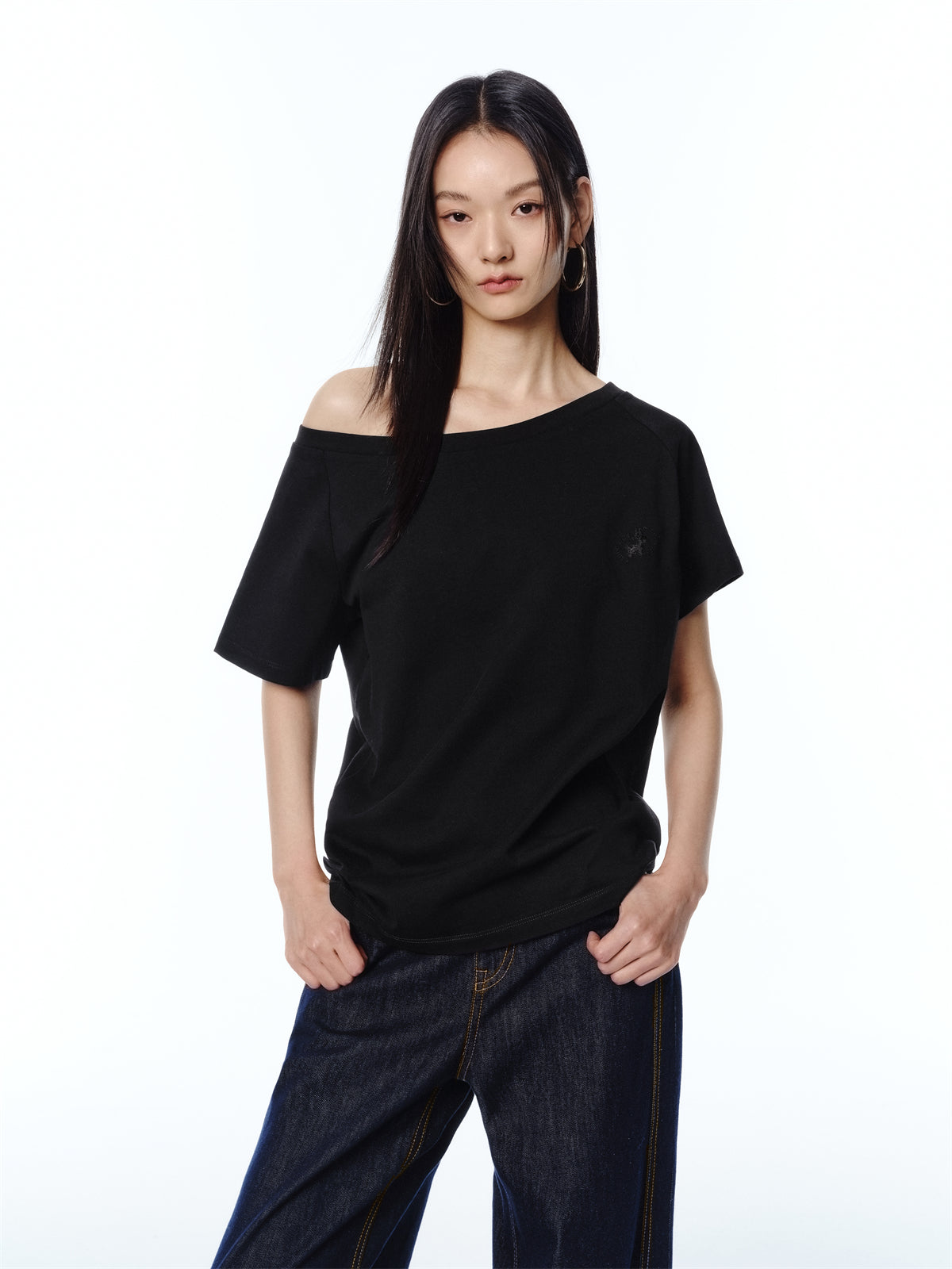 Women's Embroidered Boat-Neck T-Shirt