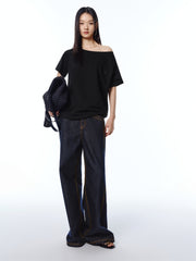 Women's Embroidered Boat-Neck T-Shirt