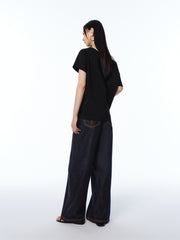 Women's Embroidered Boat-Neck T-Shirt
