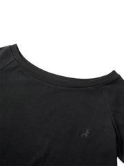 Women's Embroidered Boat-Neck T-Shirt