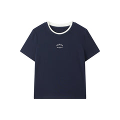 Women's Slim-Fit Letter Graphic T-Shirt with Contrast Trim