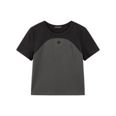 Women's Cropped Slim-Fit Contrast Paneled T-Shirt