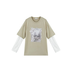 Women's Casual Lace-Spliced Long-Sleeve T-Shirt