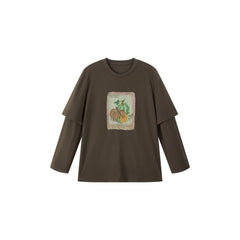 Women's Casual Paneled Long-Sleeve T-Shirt