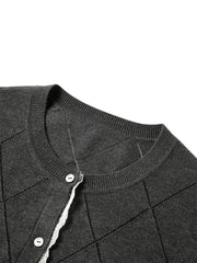Women's Diamond Knit Cardigan with Lace Trim