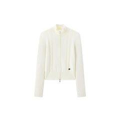 Women's Minimalist Cropped Cable-Knit Cardigan