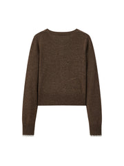Women's Casual Cropped Embroidered Knit Cardigan