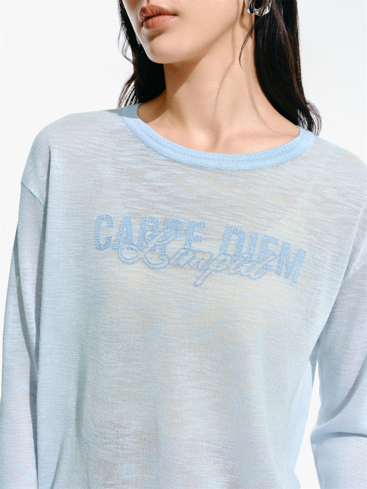 Women's Breathable Embroidered Knit Pullover