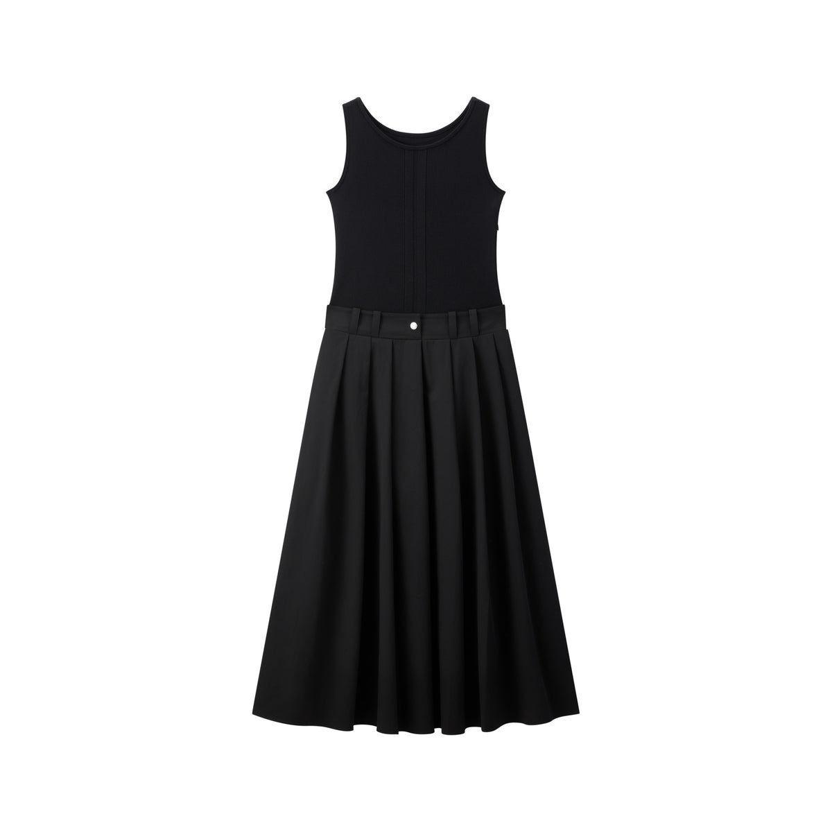 Women's Solid Paneled Knit Sleeveless Dress