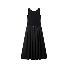 Women's Solid Paneled Knit Sleeveless Dress