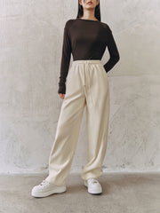 Women's Beige Drawstring Banana Leg Pants